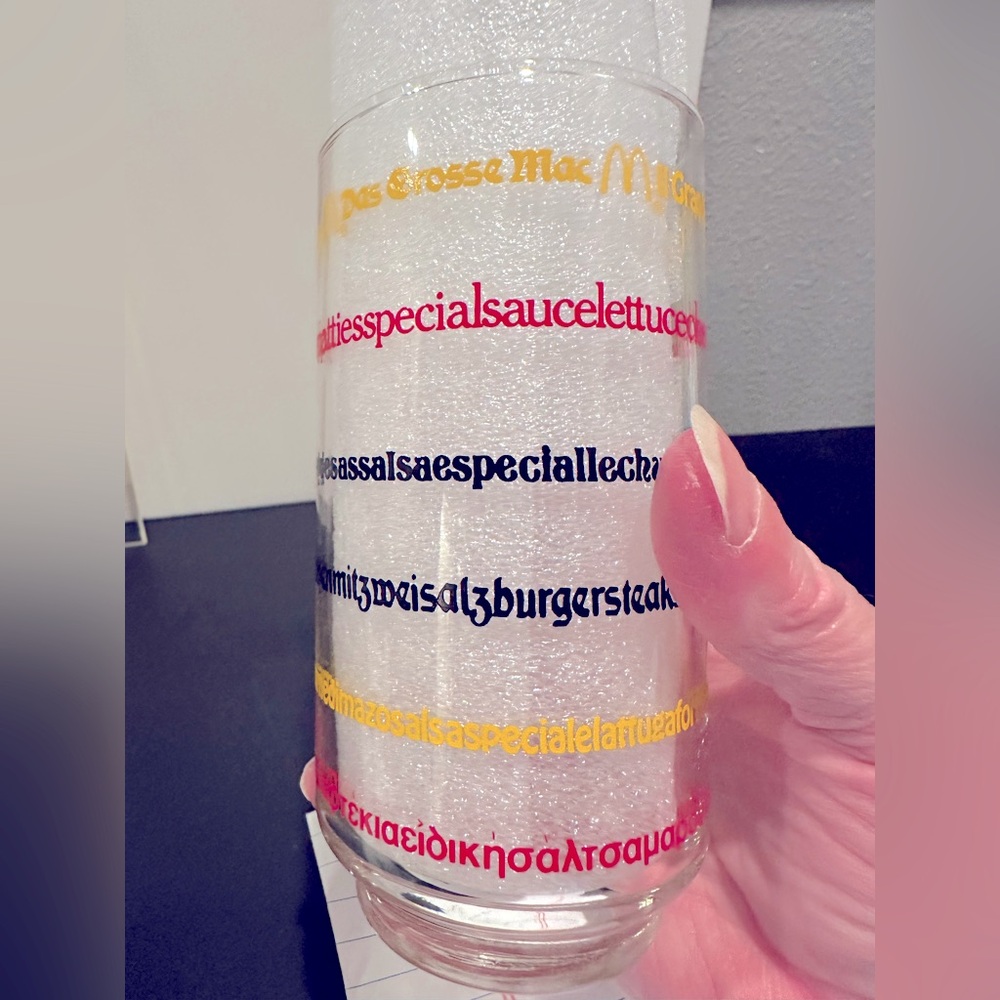 McDonald's Big Mac Collectible Glass Vintage. BigMac Ingredients in 5 languages
